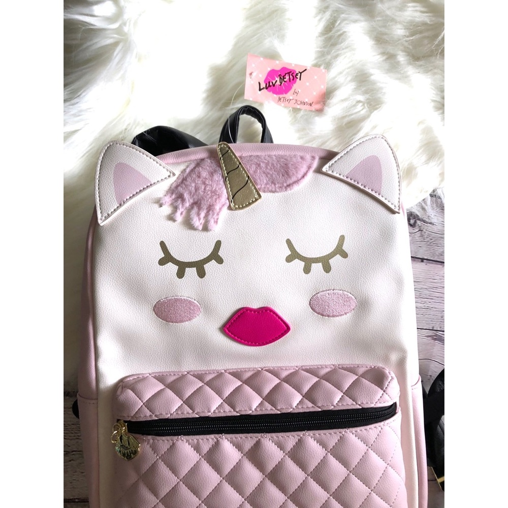 Betsey Johnson RARE Large Unicorn LBPOLLY Backpack - Picture 2 of 8